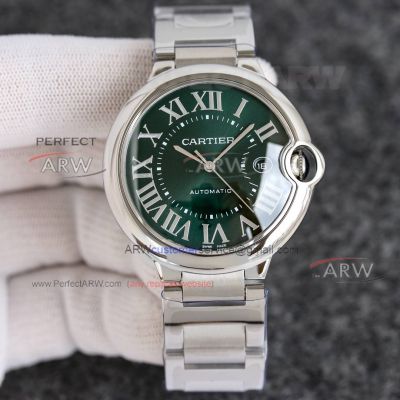 TW Factory Replica Cartier Blue Balloon Swiss 2824 Movement Green Dial 42mm 